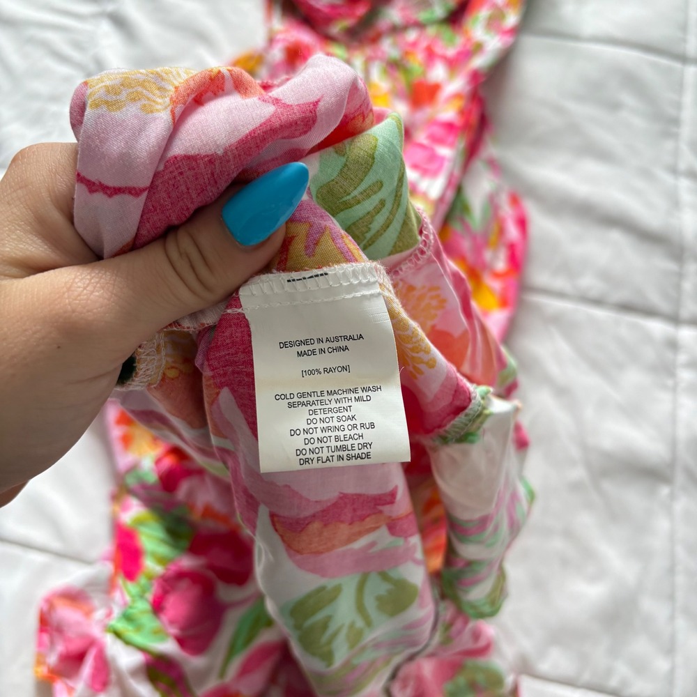 Abel the Label Strapless Maxi Dress Medium Pink Floral Smocked Anthropologie - Picture 6 of 7
